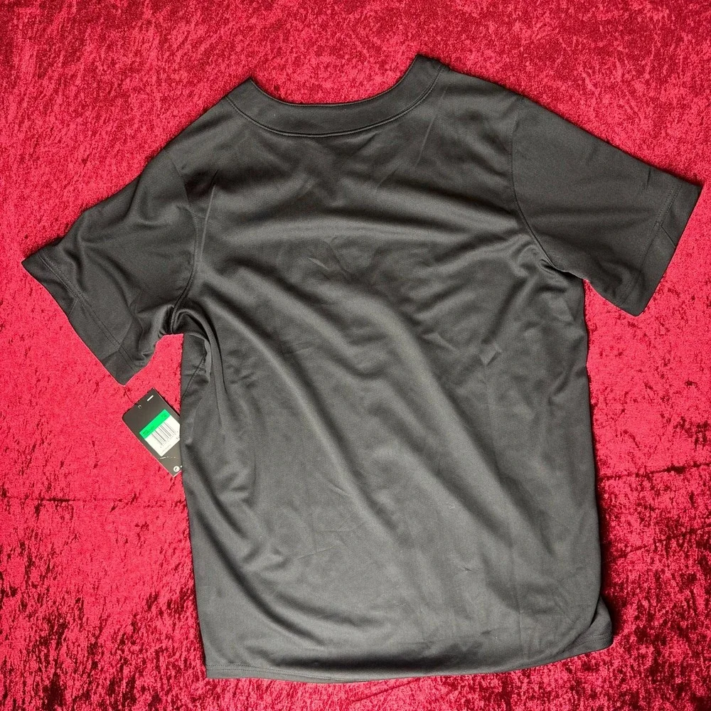 Nike Stock Gapper 1 Button Baseball Jersey Boys XL Black Short Sleeve AA9813-010